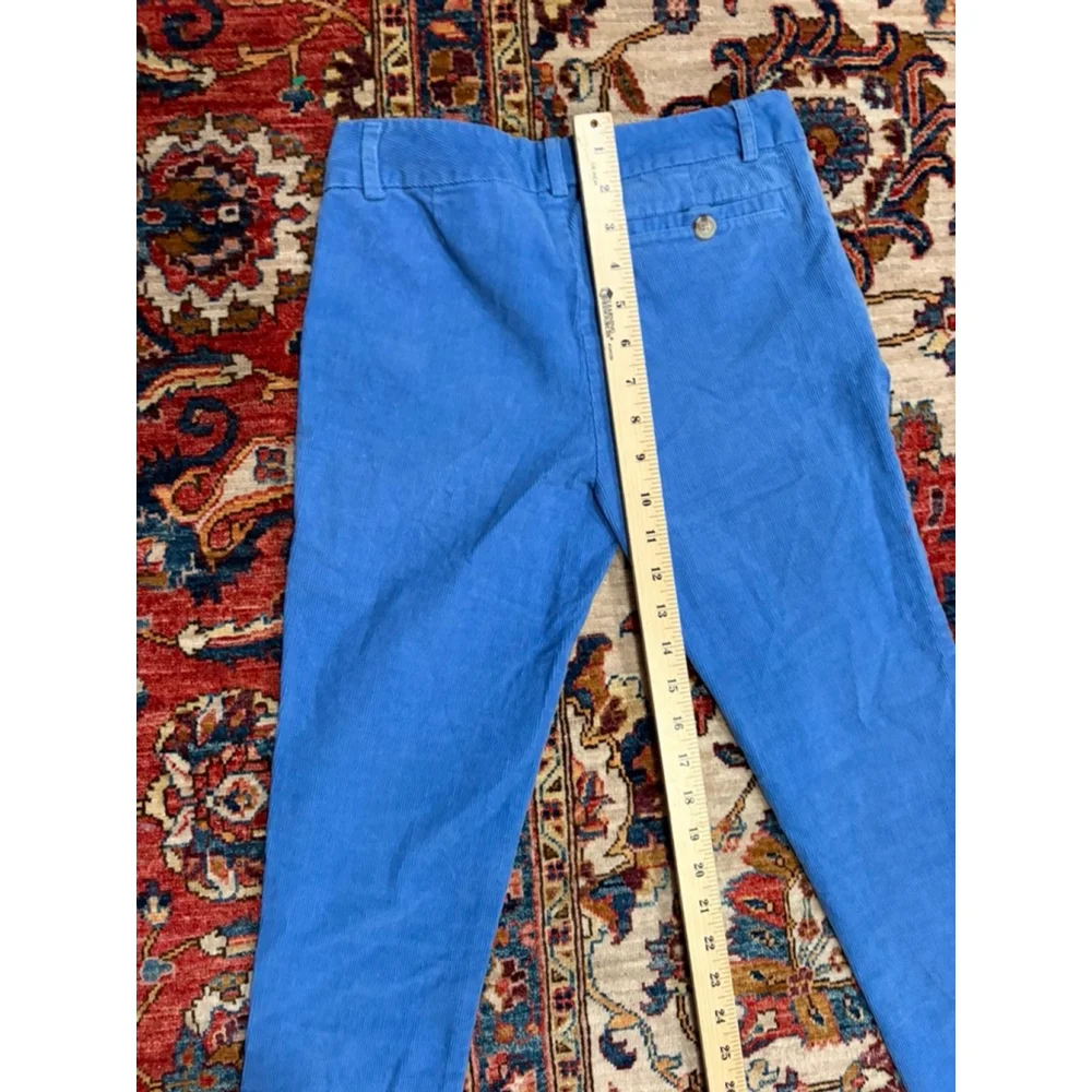 Ralph Lauren Girls Blue Corduroy Pants Size 14 Floral Waistband Classic Preppy